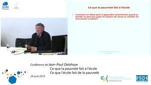 Grande pauvreté et réussite scolaire - Jean-Paul Delahaye - Conférence SFERE - Aix-en-provence, 24 avril 2019